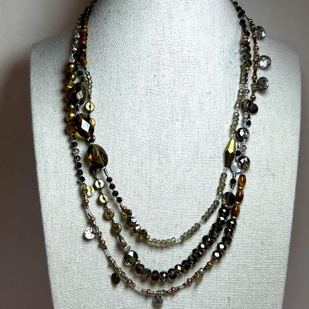 HTF Silpada Harvest Necklace Sterling Silver 925 MOP Crystals Gemstones 54” long